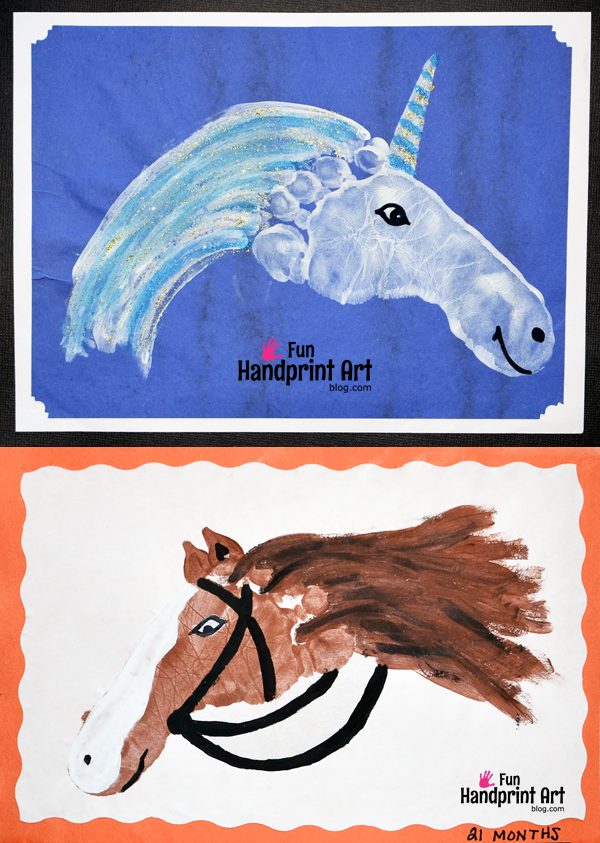 Handprint Animals: Footprint Horse & Unicorn Crafts