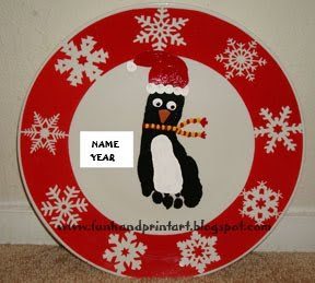 How to make a Footprint Penguin Santa Plate - Christmas Decor & Keepsake Idea