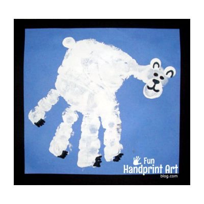 Handprint Polar Bear Craft for Winter