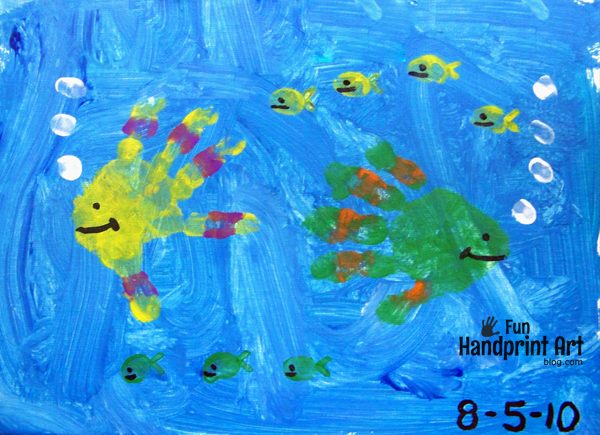 Fish Handprints Canvas Painting for Toddlers +