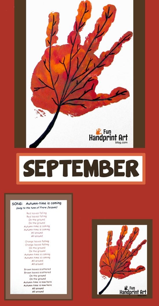 Handprint Leaf Craft for September - Keepsake Calendar 
