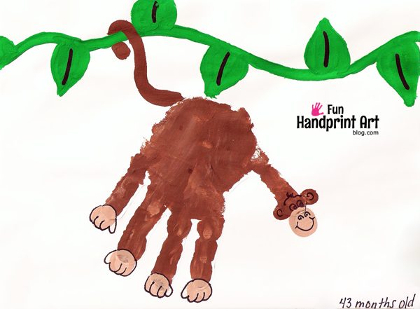 Handprint Monkey on a Vine Kids Craft