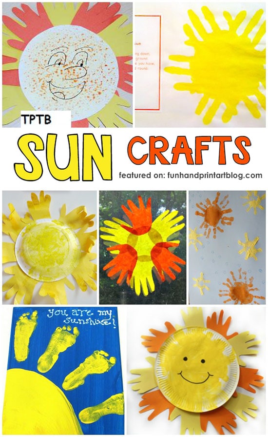 Let's celebrate Summer with some adorable handprint sun craft ideas! These sizzlin' summer crafts made with handprints & footprints are sure to brighten up someone's day.