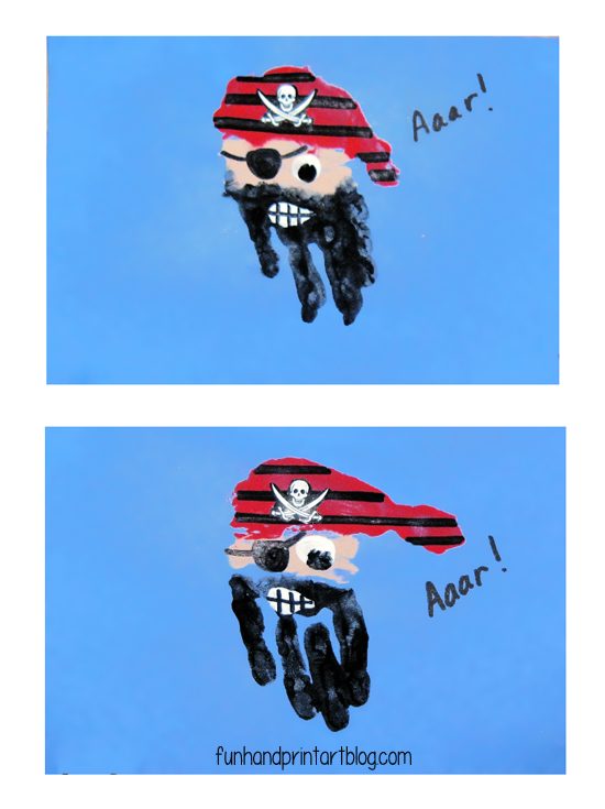 Pirate Handprints for Talk Like a Pirate Day or Pirate Birthday Craft