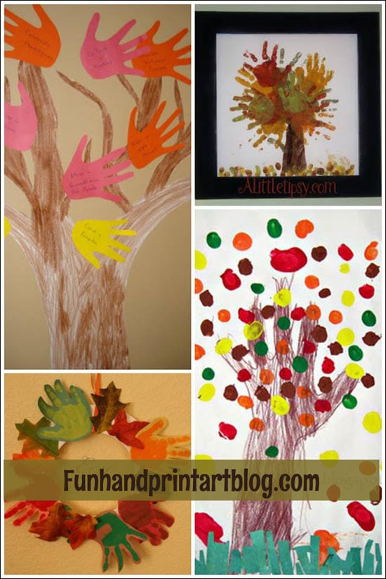 Fall Tree & Leaf Crafts made with Handprints and Fingerprints