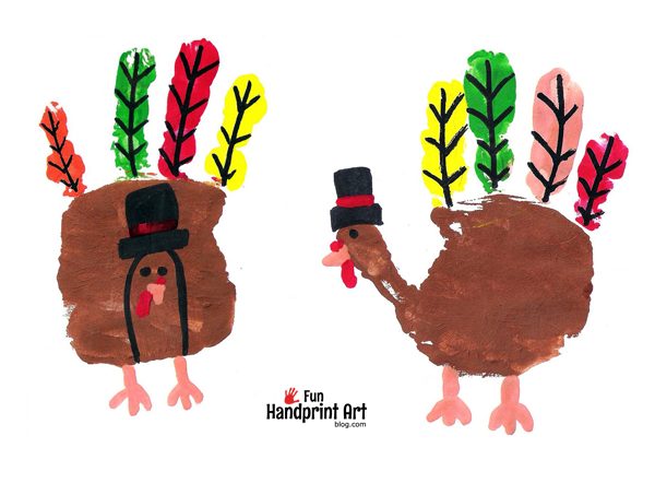 Handprint Pilgrim Turkeys - Kids Thanksgiving Craft