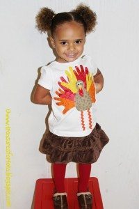 Kids Thanksgiving Shirt: Handprint Turkey Applique