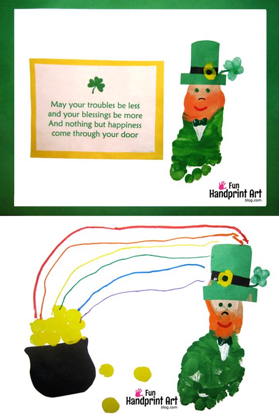 St Patrick's Day Kids Craft Footprint Leprechaun