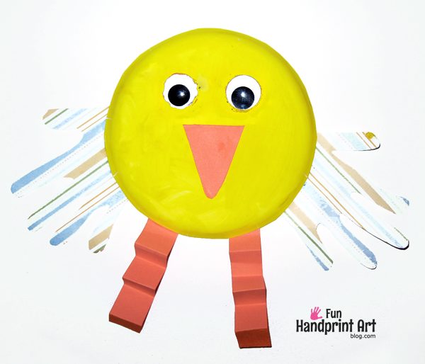 Kids Craft: Paper Plate Easter Chick with handprints