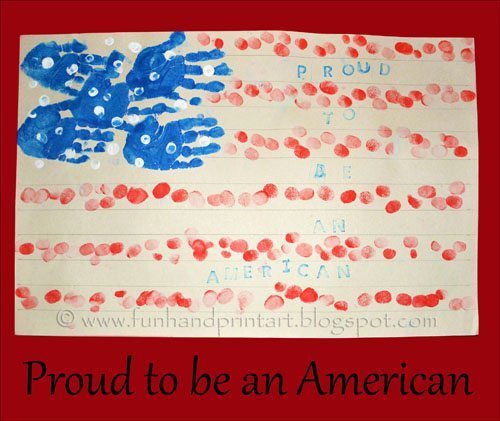 Handprint & Fingerprint American Flag craft for 4th of July