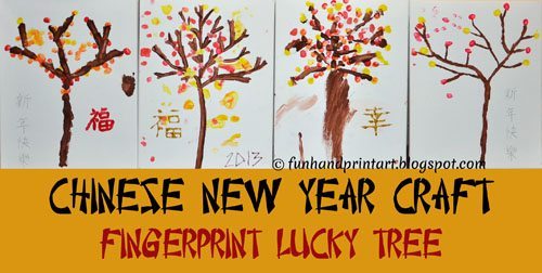 Chinese Lucky Tree fingerprint craft for the New Year