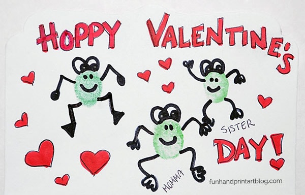 Thumbprint Frog Hoppy Valentine's Day Cards