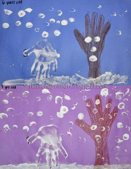 Puffy Paint Handprint Polar Bears - Winter Art Project for Kids