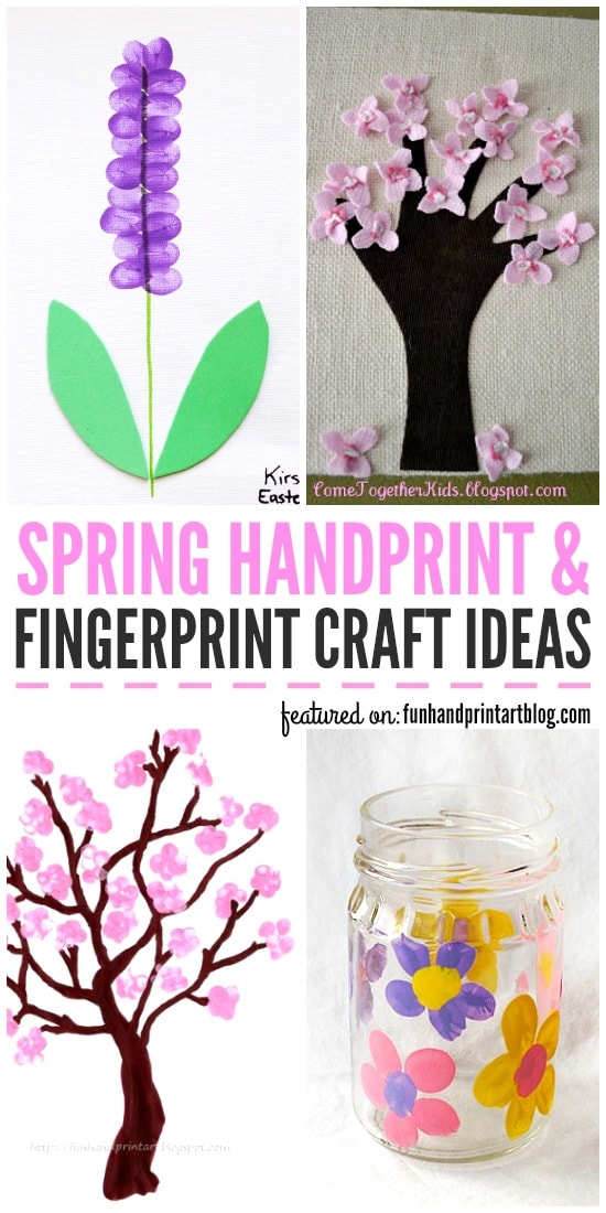 Spring Crafts made with Handprints & Fingerprints