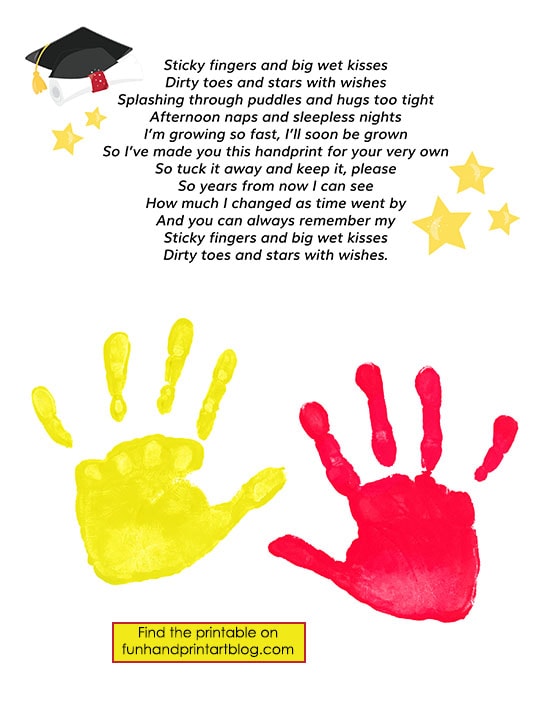 Preschool Graduation Handprint Poem Keepsake