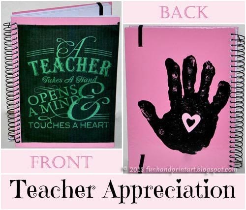 Handprint Notebook Teach Appreciation Gift with a cute saying