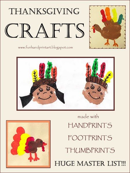 Huge list of Thanksgiving Handprint and Footprint Crafts