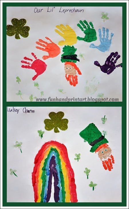 Handprint Rainbow and Leprechaun St Patrick's Day Craft