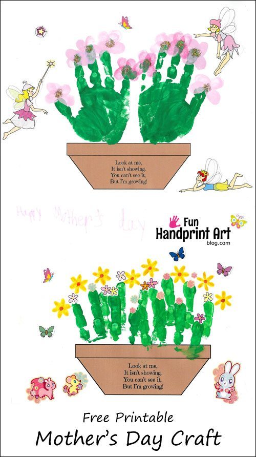{Free Printable} Mother's Day Poem & Handprint Flower Pot Craft