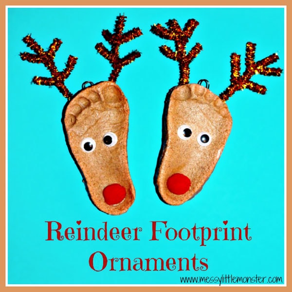 Reindeer Footprint Ornaments using Salt Dough