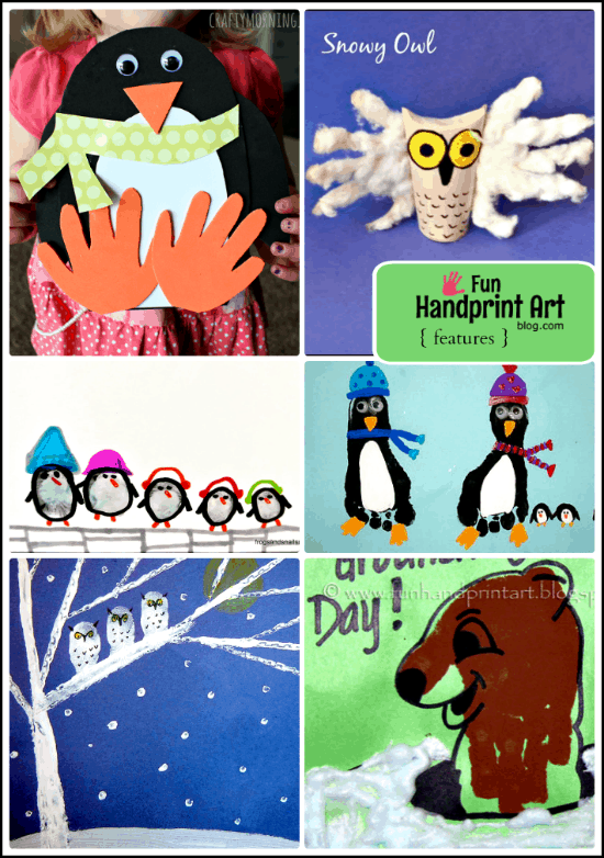 Handprint Winter Animal Crafts for Kids