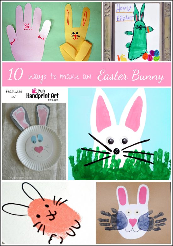 10 Ways to make an Easter Bunny with Prints from hands and feet