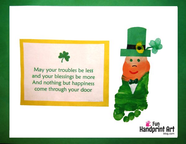 Footprint Leprechaun Craft with Cute St Patrick's Day Saying