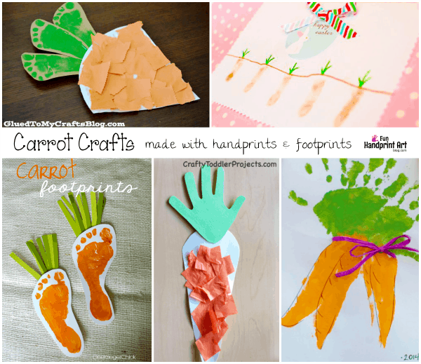 Carrot Carafts made with Handprints and Footprints | Kids Easter Crafts