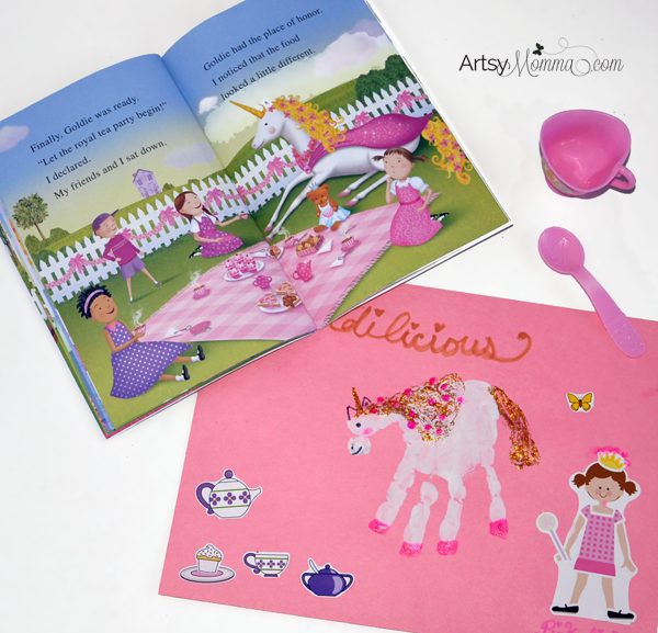 Goldilicious and Pinkalicious  Books + Handprint Unicorn Craft