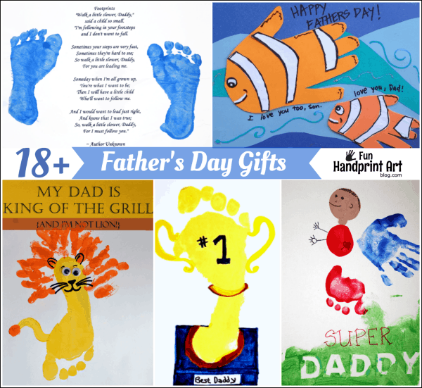18+ Father's Day Gifts made by Kids using handprint and footprints