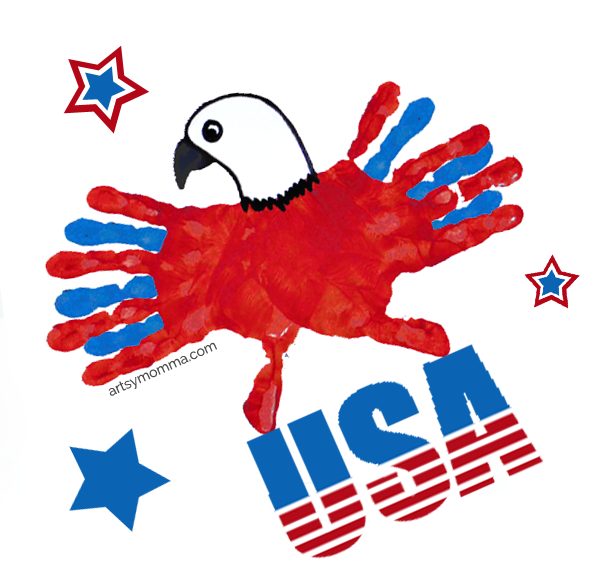 4th of July Craft for Kids: Red, White, & Blue Eagle Handprint Art