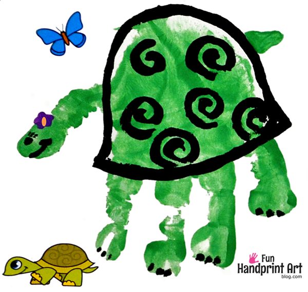 Turtle Handprint Kids Zoo Craft