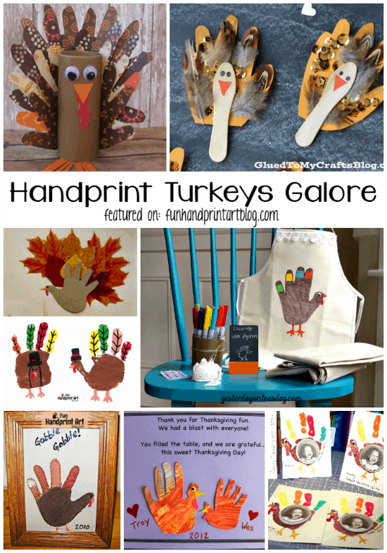 Huge list of super creative Handprint Turkey Crafts to make for Thanksgiving