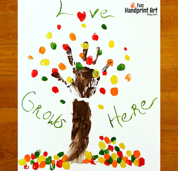 Love Grows Here Family Handprint Tree