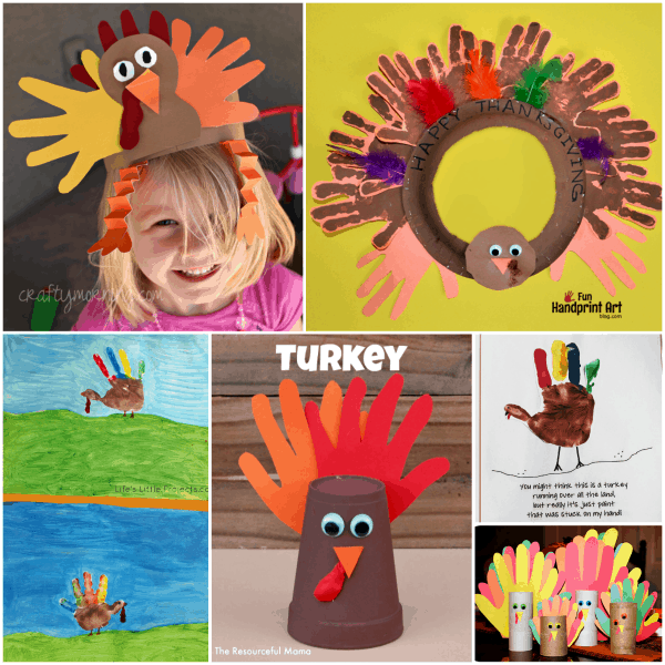 Turkey Handprint Crafts for Thanksgiving