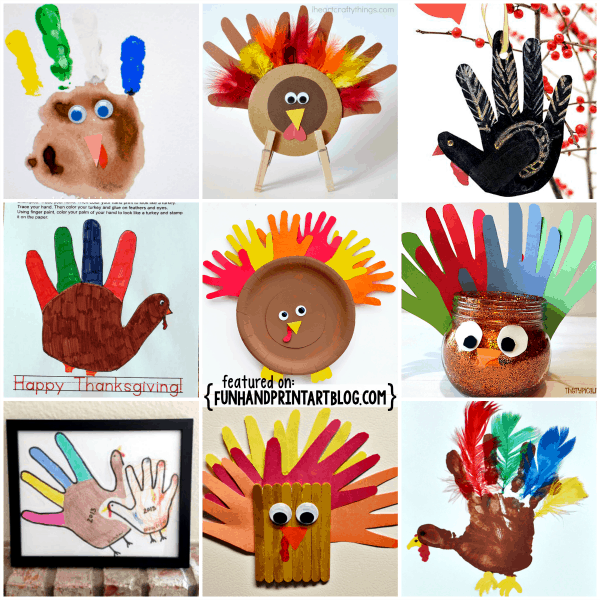 Turkeys made with Handprints