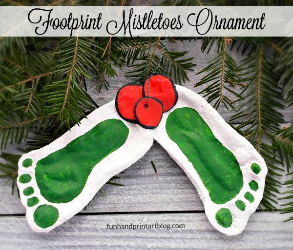 How to make Footprint Mistletoe Salt Dough Ornaments for Christmas Gifts