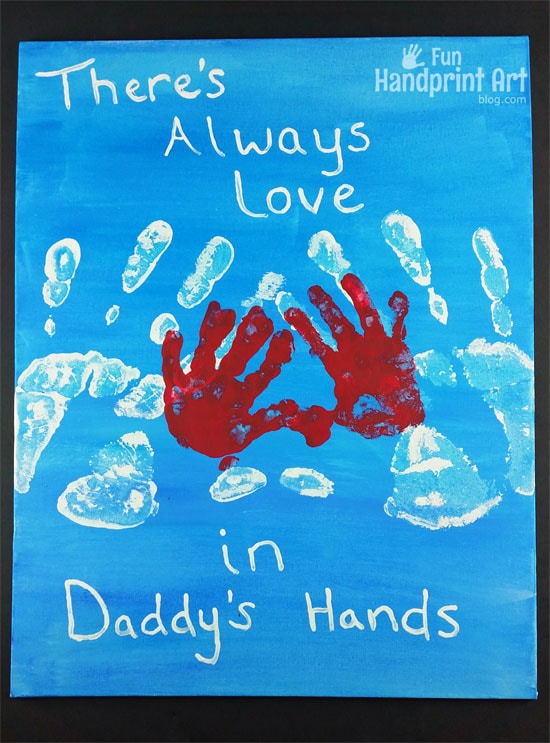 There's Always Love in Daddy's Hand | Father's Day Canvas Keepsake made with handprints