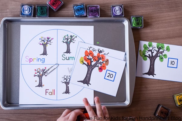 Explore the Seasons with a Fingerprint Leaves Counting Game - Preschool Math