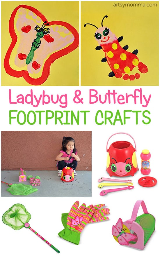 Make a darling ladybug and butterfly footprint craft inspired by our favorite Melissa & Doug Toys!