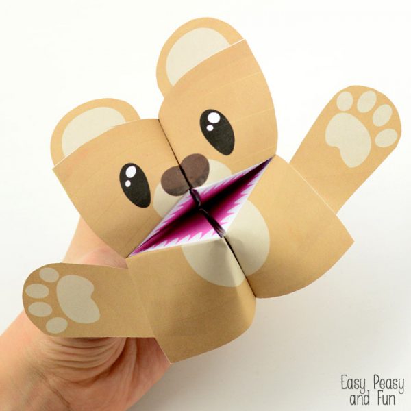 Super Cute Teddy Bear Cootie Catcher Printable Craft for Kids