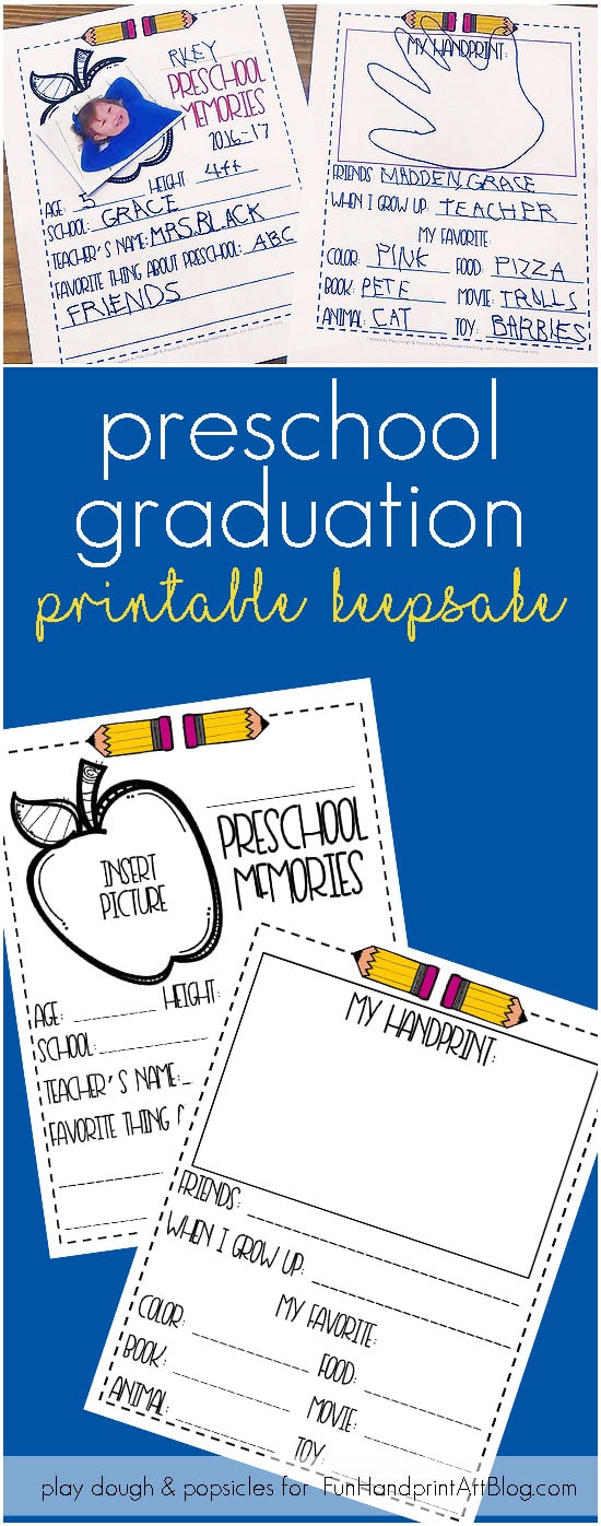 Preschool Graduation Printable Keepsake: Interview, School Picture & Handprint to remember all the details of your favorite preschooler! 
