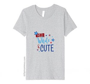 Cute 4th of July Shirt for Kids Featuring the Saying Red White & Cute