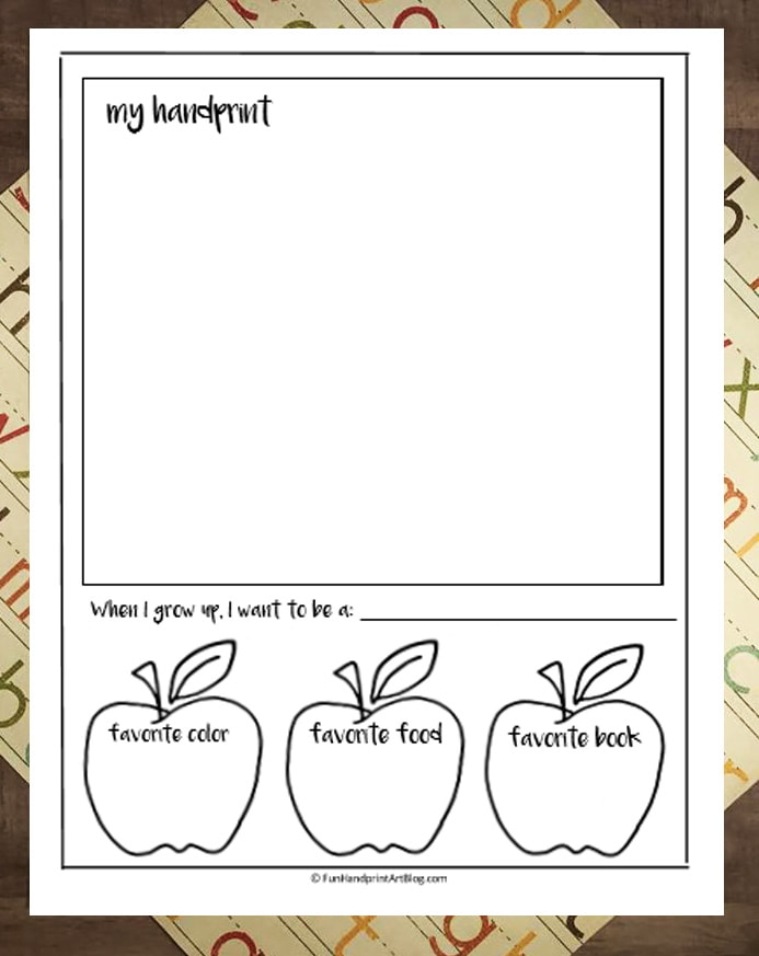 First Day Of School Interview Printable with Photo and Handprint