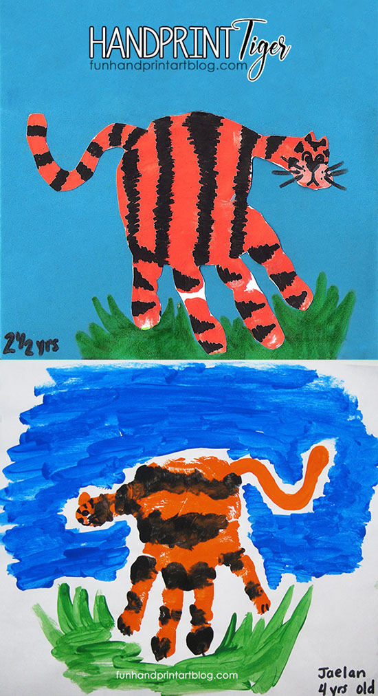 Hand Print Tiger Craft for Preschoolers & Kindergarteners