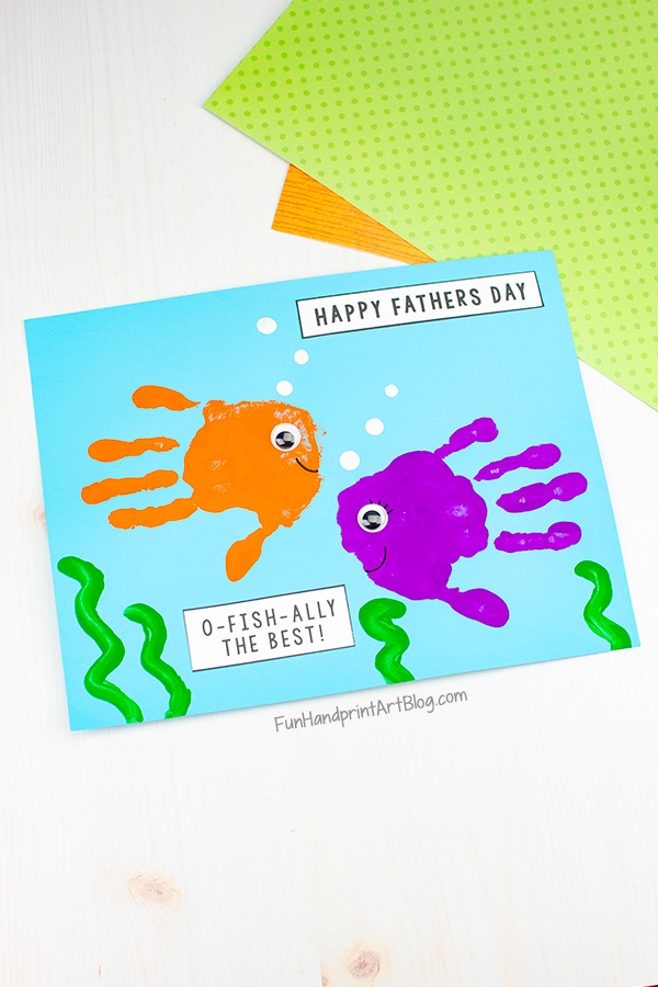 Free Printable Father S Day Fishing Card Craft Fun Handprint Art