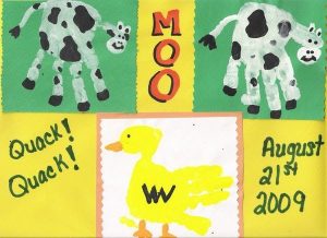 Farm Animal Handprints ~ Duck and Cow - Fun Handprint Art