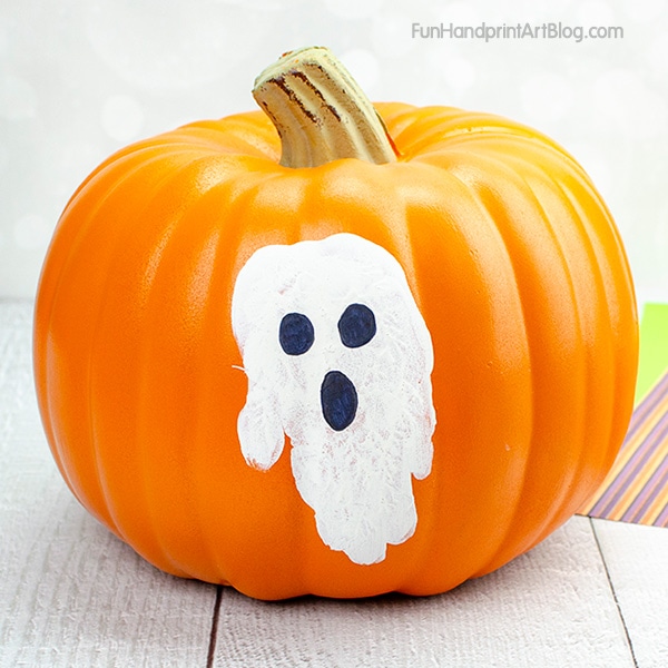 Ghost Handprint Pumpkin Design for babies & toddlers