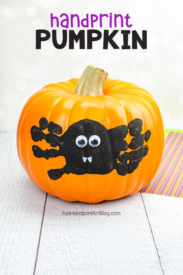 Handprint Pumpkin Painting Designs for Toddlers and Preschoolers - Spider Print