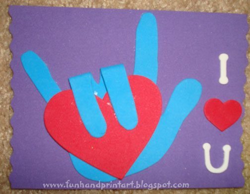 Sign Language I Love You Handprint Craft for Valentine's Day or Mother's Day